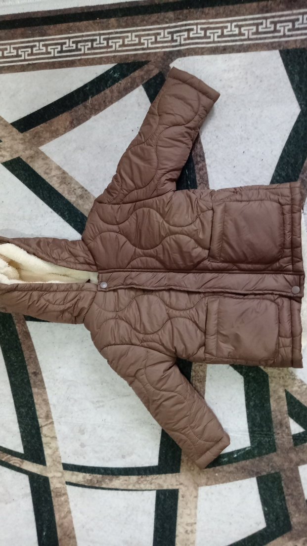 Düğmeli Kahverengi Erkek Çocuk Mont - Görsel 5