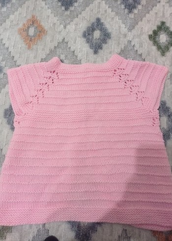 Kız Çocuk Pembe Triko Kolsuz Hırka - Görsel 3