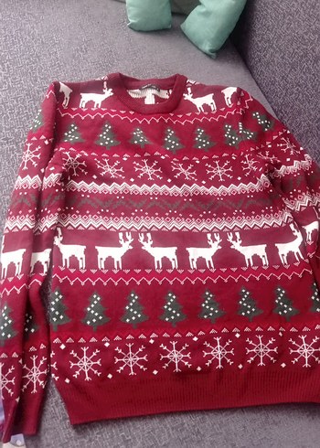 Bordo Desenli Kadın Triko Kazak - Görsel 2