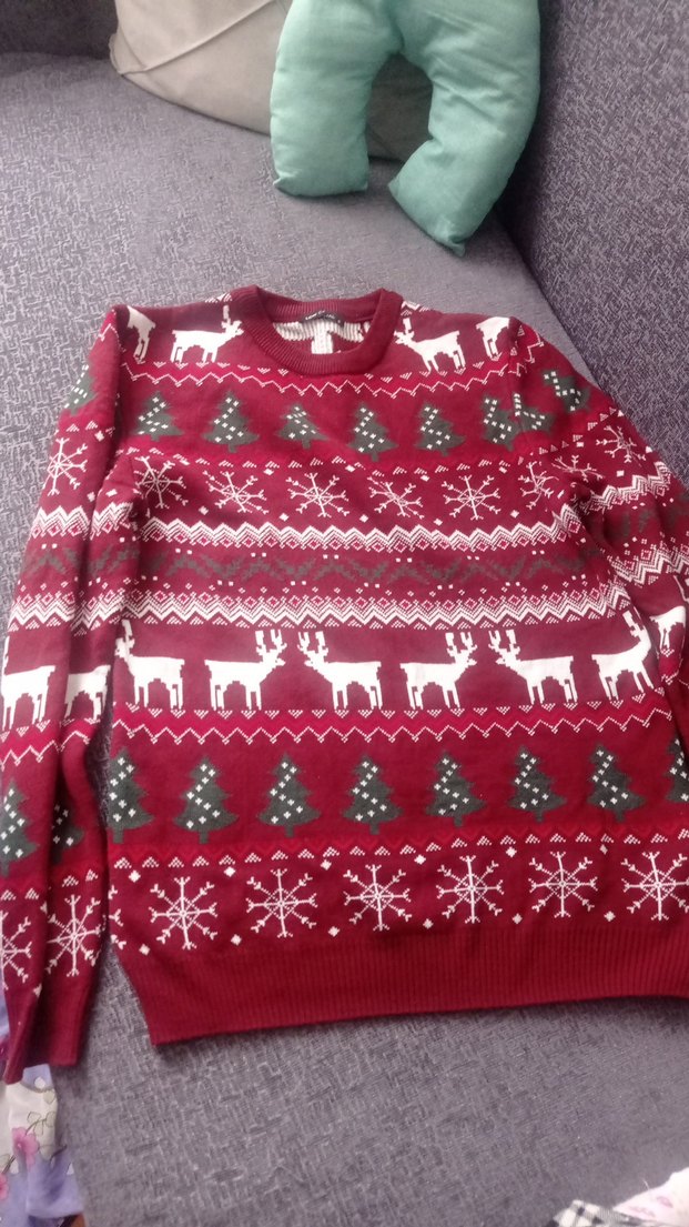 Bordo Desenli Kadın Triko Kazak - Görsel 2