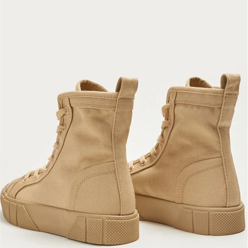 Bej Platform Topuklu Kadın Spor Ayakkabı - Görsel 2