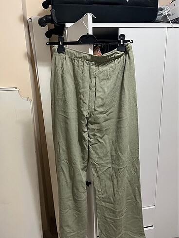 m Beden yeşil Renk Stradivarius yeşil keten pantolon