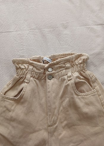 Diğer Bej Keten Rahat Kesim Kadın Pantolon