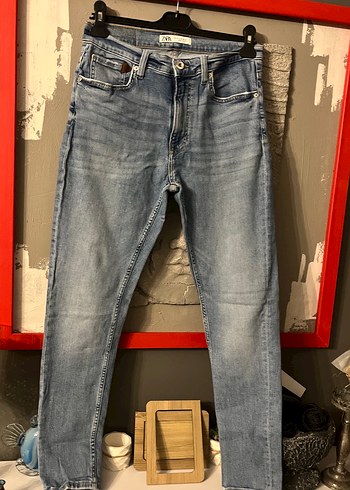 Zara Erkek Mavi Regular Fit Denim Jean