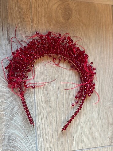 kristal taşlı, tüylü kına tacı - Görsel 3