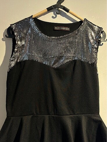 siyah gümüş payetli elbise - Görsel 4