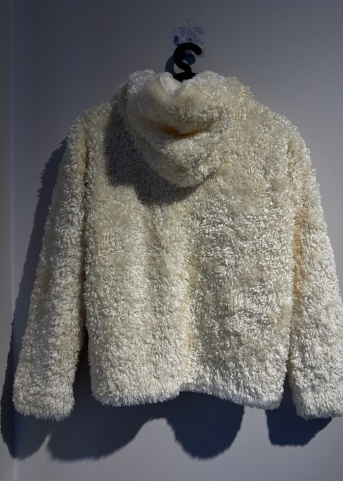 krem rengi sahte kürk - Görsel 4