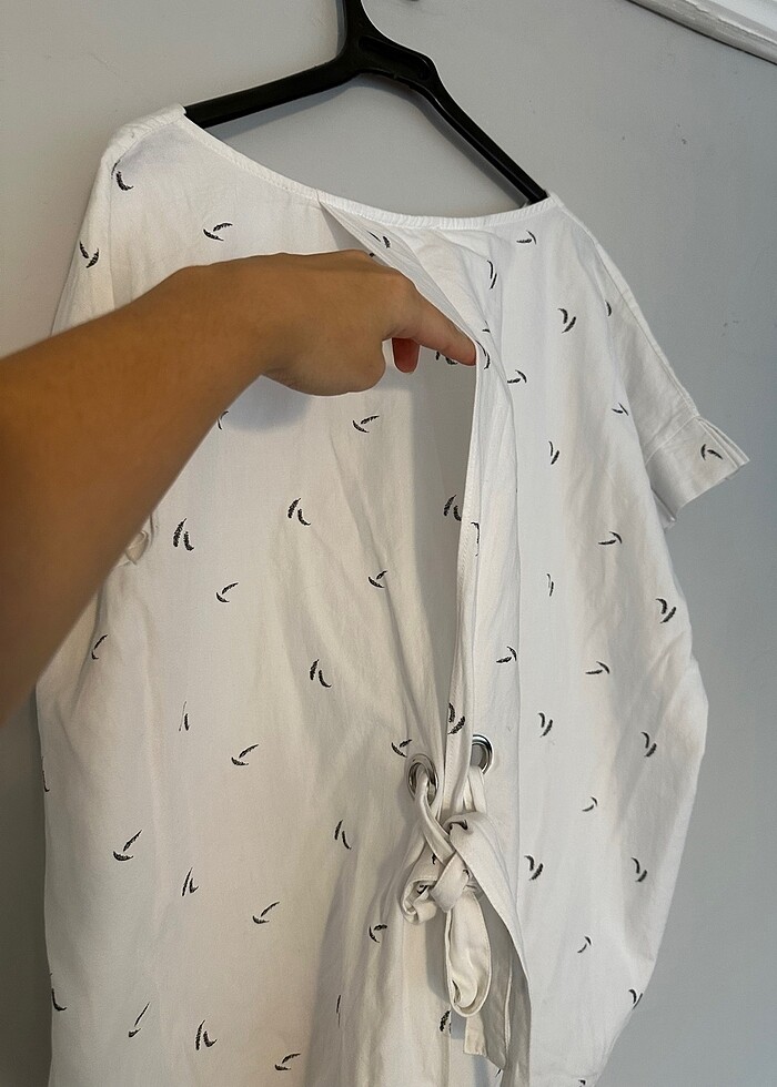 beyaz desenli gömlek - Görsel 4