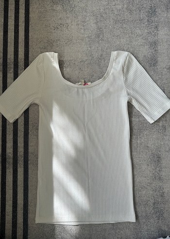 Koton Kadın Beyaz Kısa Kollu U Yaka Tişört - Görsel 3