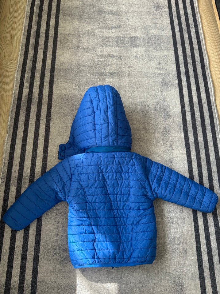 Erkek Çocuk Kapüşonlu Mavi Fermuarlı Mont - Görsel 3