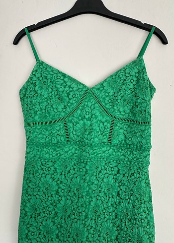 Yeşil Dantel Uzun Abiye Elbise - Görsel 3