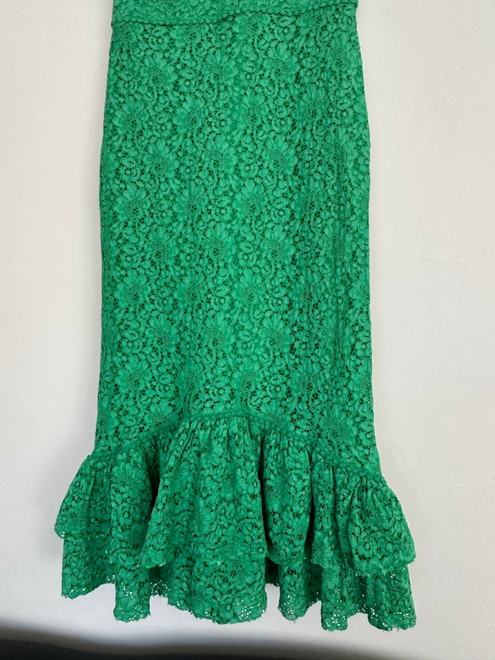 Yeşil Dantel Uzun Abiye Elbise - Görsel 2