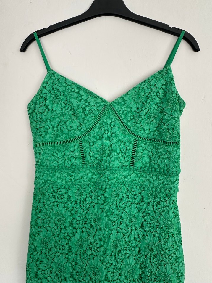 Yeşil Dantel Uzun Abiye Elbise - Görsel 3