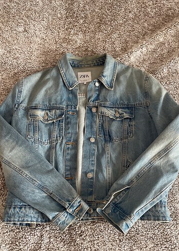 Zara Düğmeli Mavi Kadın Denim Ceket