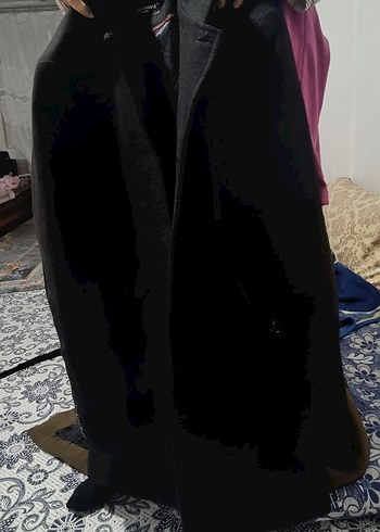 Siyah Uzun erkek kaban düğmeli