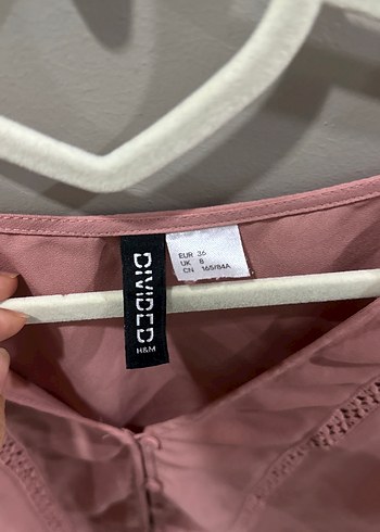 36 Beden Düğmeli V Yaka Pembe Uzun Kollu Bluz