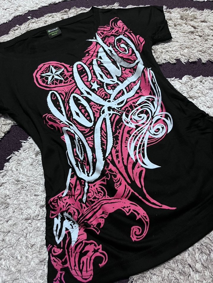 Pembe Desenli Emo Scene Tshirt - Görsel 2