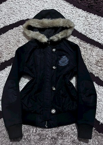 Kapüşonlu Fur Tüylü Vintage Mont / Ceket - Görsel 4