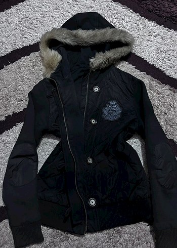 Kapüşonlu Fur Tüylü Vintage Mont / Ceket - Görsel 3