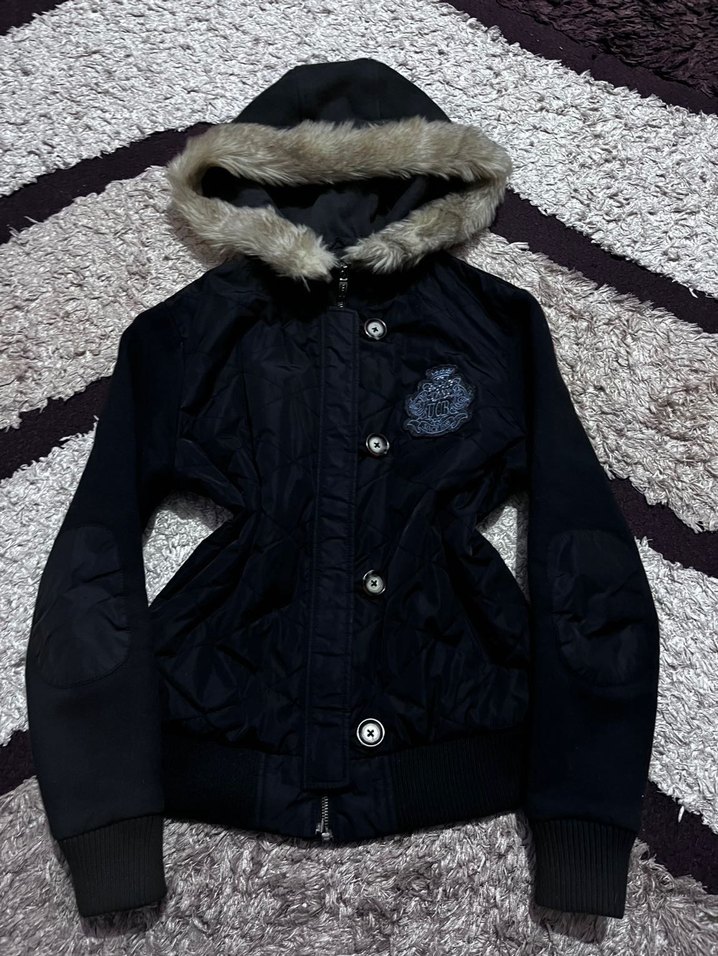 Kapüşonlu Fur Tüylü Vintage Mont / Ceket - Görsel 4