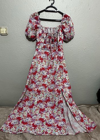 Çiçek Desenli Uzun Bohem Elbise
