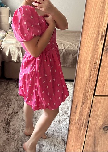 Kalpli Pembe Midi Elbise - Görsel 2