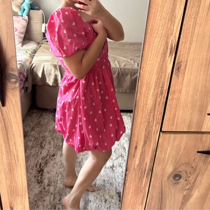 Kalpli Pembe Midi Elbise - Görsel 2