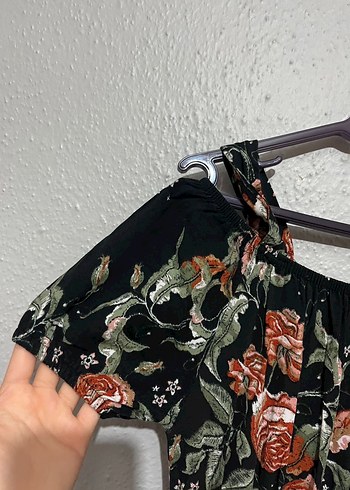 Uzun Siyah Çiçekli Bohem Kadın Elbise - Görsel 3