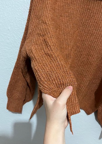 Örme Boğazlı Kahverengi Kadın Kazak - Görsel 2