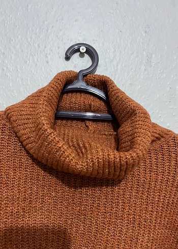 Örme Boğazlı Kahverengi Kadın Kazak - Görsel 3