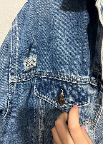 Kadın Mavi Kot Ceket - Görsel 4