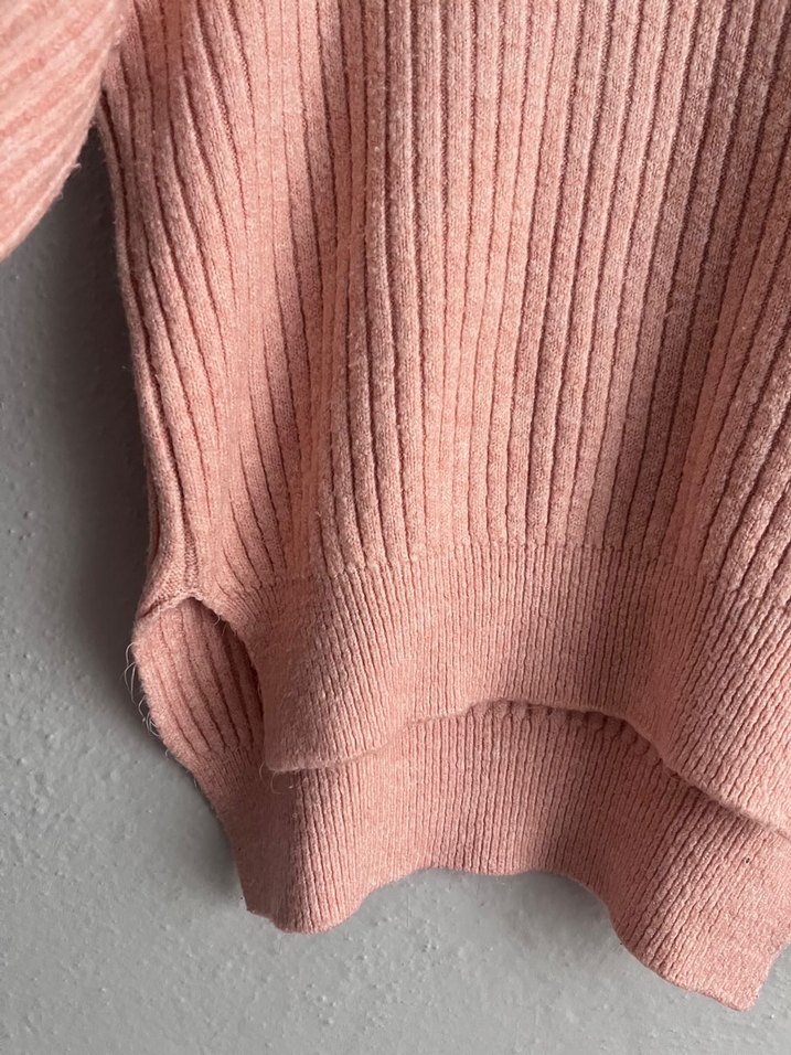 Pembe Boğazlı Örgü Kadın Kazak - Görsel 4