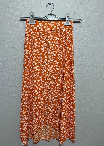 Kadın Turuncu Midi Etek - Görsel 2