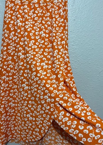 Kadın Turuncu Midi Etek - Görsel 3