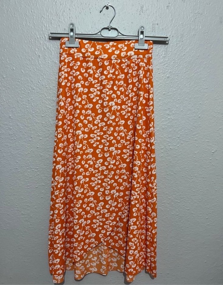 Kadın Turuncu Midi Etek - Görsel 2