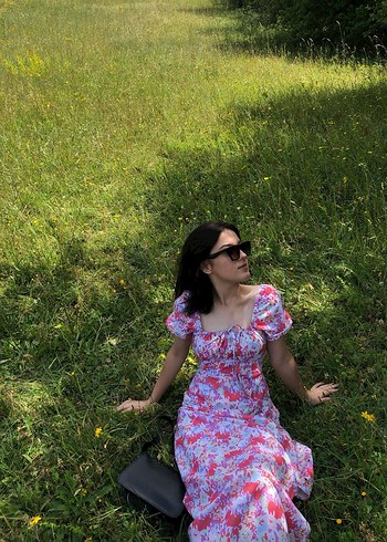 Bohem Salaş Çiçek Desenli Uzun Elbise - Görsel 7