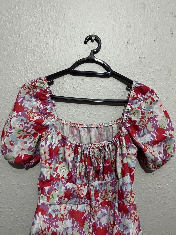 Bohem Salaş Çiçek Desenli Uzun Elbise - Görsel 2