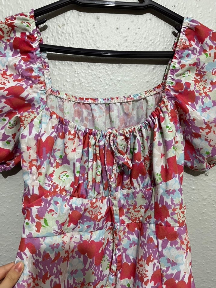 Bohem Salaş Çiçek Desenli Uzun Elbise - Görsel 3