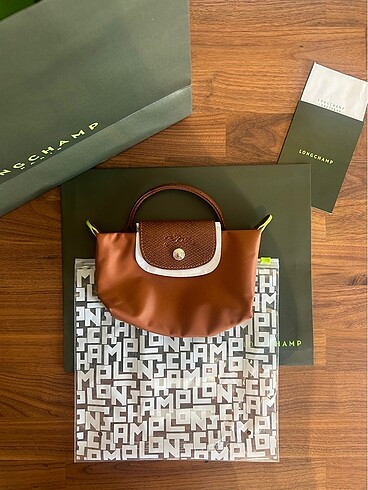 Longchamp Le Pliage Green Pouch Chestnut