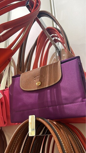 Beden mor Renk Longchamp Le Pliage Medium Mor Uzun Saplı