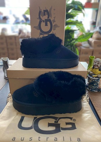 Ugg UGG Kadın Kahverengi Süet Kürklü Platform Terlik