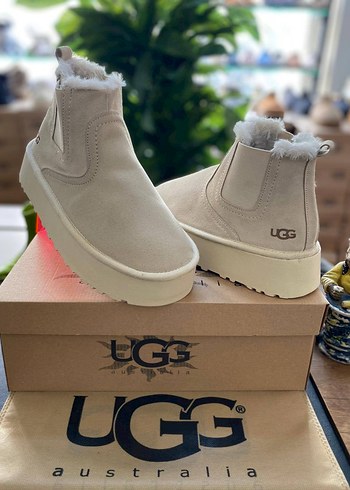 Ugg Bej Süet Kadın Dolgu Topuk Botlar