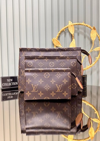 Kahverengi Deri Tokalı Kadın Clutch Çanta Louis Vuitton