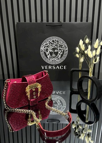 Versace versace Zincir Detaylı Siyah Leopar Süet Çanta