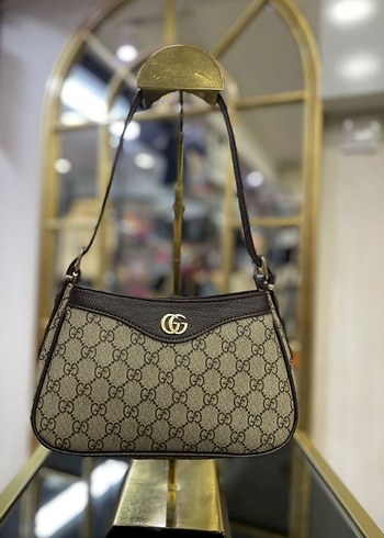 Kahverengi Deri Baskılı Gucci Kadın Çanta