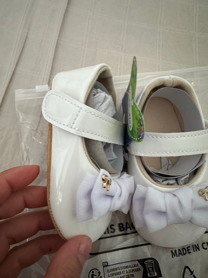 Beyaz Fiyonklu Kız Çocuk Babet - Görsel 3