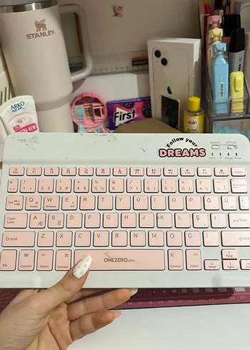 Pastel Pembe Kablosuz Klavye ve Mouse Seti - Görsel 3