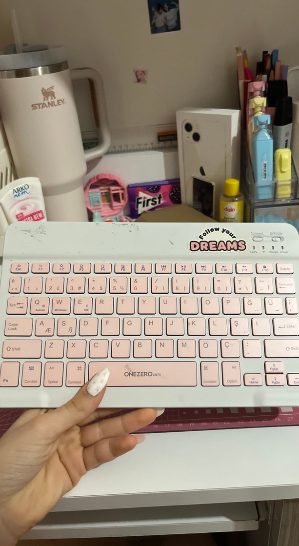 Pastel Pembe Kablosuz Klavye ve Mouse Seti - Görsel 3