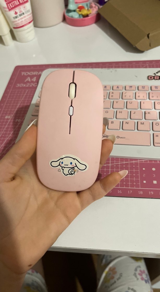 Pastel Pembe Kablosuz Klavye ve Mouse Seti - Görsel 2