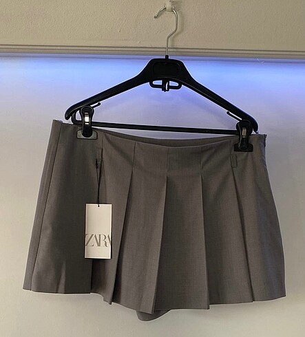 Zara Gri Şort Etek